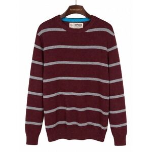 Urban Pipeline Sweater Mens L Burgundy Gray Striped Cotton Blend Crewneck Knit